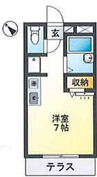 テラス天沼 1階ワンルームの間取り