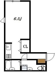 ザ・クラス大岡山 1階ワンルームの間取り