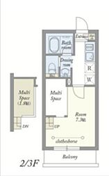 バチュラー立川 3階1Kの間取り