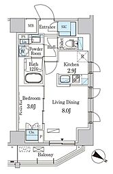 パークアクシス赤羽南 1LDKの間取図画像