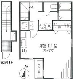 ヴィラ雅風 2階ワンルームの間取り