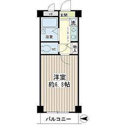 コンフォート松が谷 2階1Kの間取り