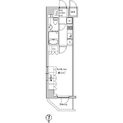 スペーシア住吉 8階1Kの間取り