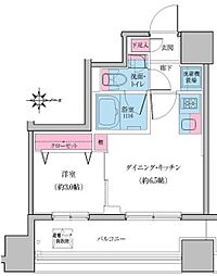 CREVIARXE日暮里 1DKの間取図画像