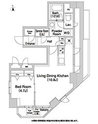 コンフォリア浅草橋DEUX 12階1SLDKの間取り