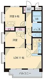つくばエクスプレス 青井駅 徒歩7分の賃貸マンション 3階2LDKの間取り