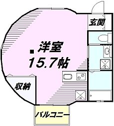 JR中央線 八王子駅 バス26分 榎木　下車 徒歩2分の賃貸アパート 3階ワンルームの間取り