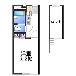 レオパレスヴァン2 1Kの間取図画像