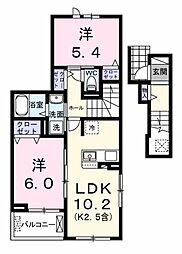エール　アン 2階2LDKの間取り