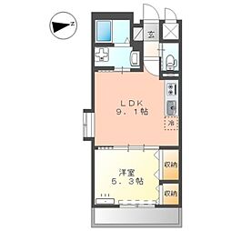 モリオンパレス 2階1LDKの間取り