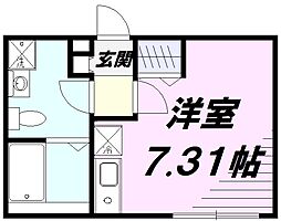カインドネス立川錦町Ｂ棟 1階ワンルームの間取り