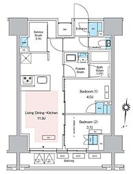 プレディアコート錦糸町スカイビュー 7階2SLDKの間取り