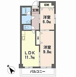 ハイツイシカワ 2LDKの間取図画像