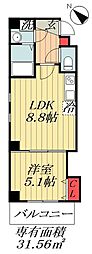 アルカンシエル船橋 1LDKの間取図画像