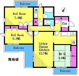 クローバー・ハイツ 3LDKの間取図画像