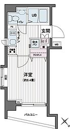 エコロジー都立大学レジデンス 1Kの間取図画像