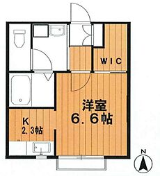 ルミエール 1Kの間取図画像