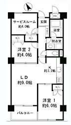 JR中央線 中野駅 徒歩13分の賃貸マンション 4階2SLDKの間取り