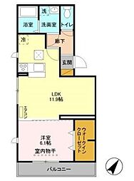 ノールメゾン南流山 II 1階1LDKの間取り