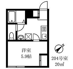 早稲田鶴巻IMAハウス 1Kの間取図画像