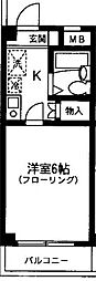 檜の森ハイツ 1階1Kの間取り