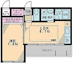 イーストポイント中野 5階1LDKの間取り