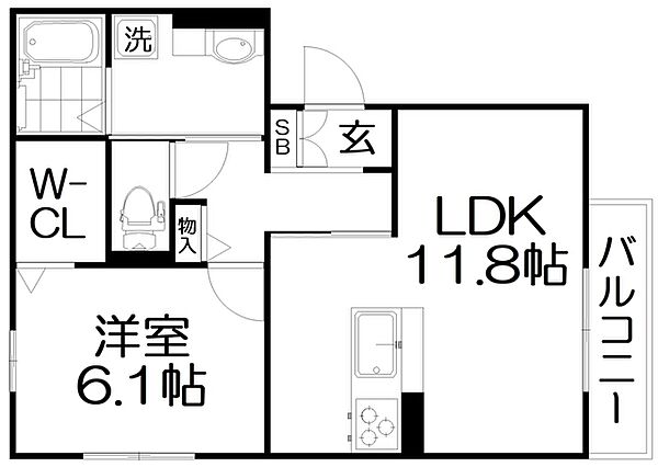 クレヴィアメゾン ｜大阪府門真市常盤町(賃貸アパート1LDK・2階・46.72㎡)の写真 その2