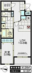 ラフィス中野 1LDKの間取図画像