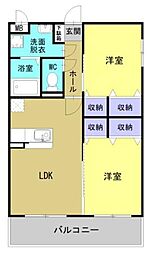 Ｂｌｉｓｓ小池原 401 4階2LDKの間取り