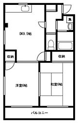 木村ビル 2DKの間取図画像