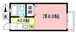 パナハイツＭＴ 2階1Kの間取り