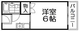 アートハイツ西崎 2階1Kの間取り