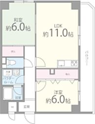 エスポワール恵我之荘 2LDKの間取図画像