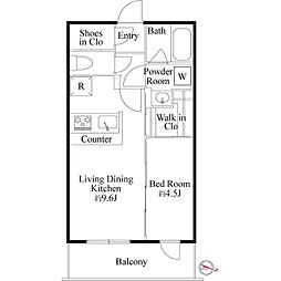 ラ・ミアカーサ東中野 5階1LDKの間取り