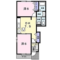 コモド・ピアッツァI 1階2DKの間取り