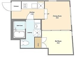 EXAM西小山 1階1DKの間取り