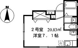 ルヴェドュソレイユ 1階ワンルームの間取り