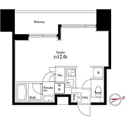 スクエアガーデン池袋 5階1Kの間取り