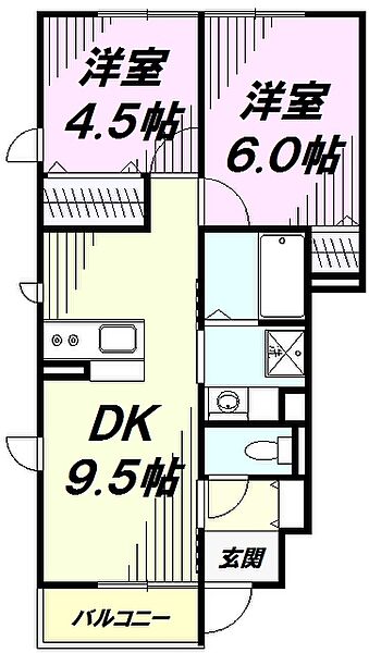 東京都八王子市石川町(賃貸アパート2DK・1階・45.13㎡)の写真 その2