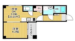 グラーナ千葉中央 701 2DKの間取図画像