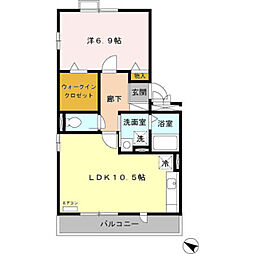 スカイコートA 1LDKの間取図画像
