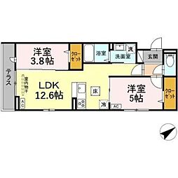 テュルキース 2LDKの間取図画像