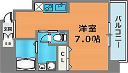 ラ・ウェゾン塚本通 1Kの間取図画像