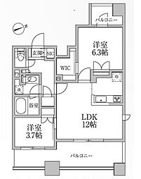 レジディア新御徒町2 2LDKの間取図画像