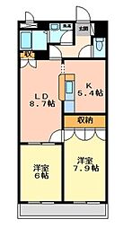 アドヴァンス 2LDKの間取図画像