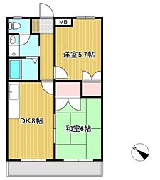 マリンピア 2DKの間取図画像