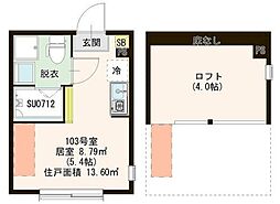 ハーモニーテラス浮間IV ワンルームの間取図画像