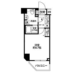 プレール・ドゥーク練馬中村橋 1Kの間取図画像