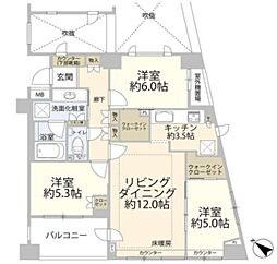 プラウド馬込 3LDKの間取図画像