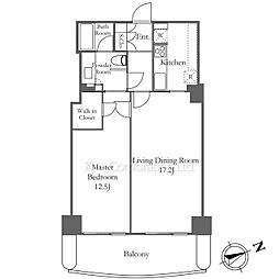 愛宕グリーンヒルズフォレストタワー 3階1LDKの間取り